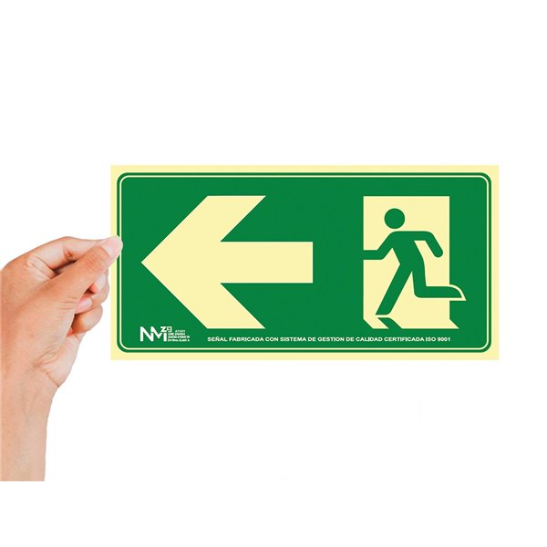 Pictograma Archivo 2000 Salida De Emergencia Izquierda Pvc Verde Luminiscente 160X320 Mm