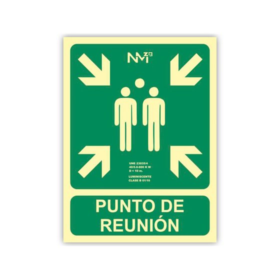 Pictograma Archivo 2000 Punto De Reunion Pvc Verde Luminiscente 224X300 Mm