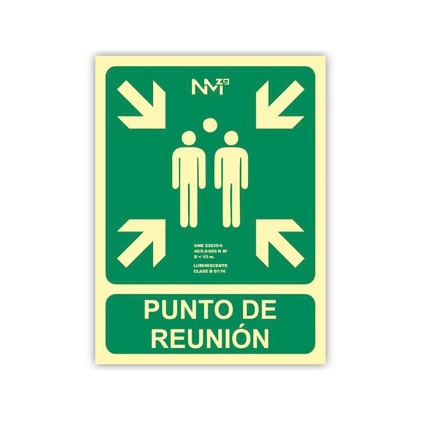 Pictograma Archivo 2000 Punto De Reunion Pvc Verde Luminiscente 224X300 Mm