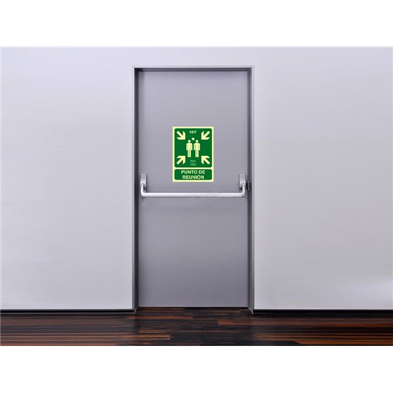 Pictograma Archivo 2000 Punto De Reunion Pvc Verde Luminiscente 224X300 Mm