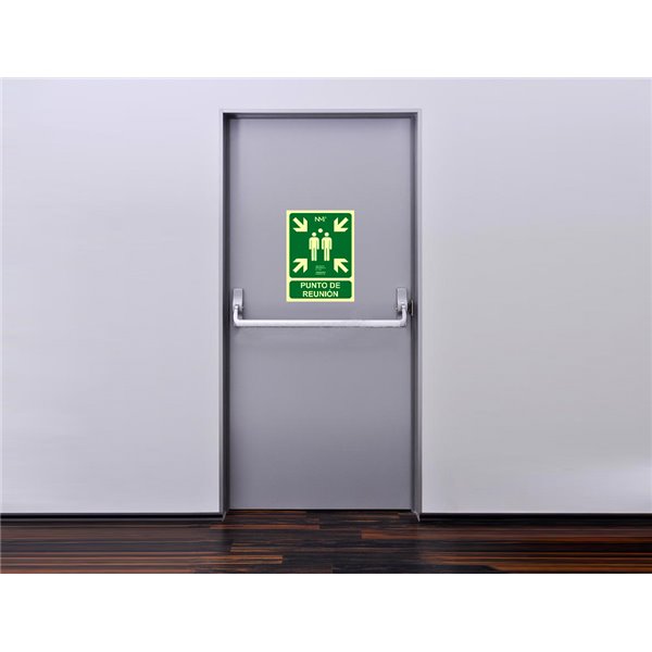 Pictograma Archivo 2000 Punto De Reunion Pvc Verde Luminiscente 224X300 Mm