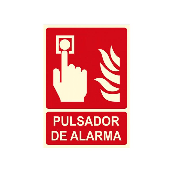 Pictograma Archivo 2000 Pulsador De Alarma Pvc Rojo Luminiscente 210X300 Mm