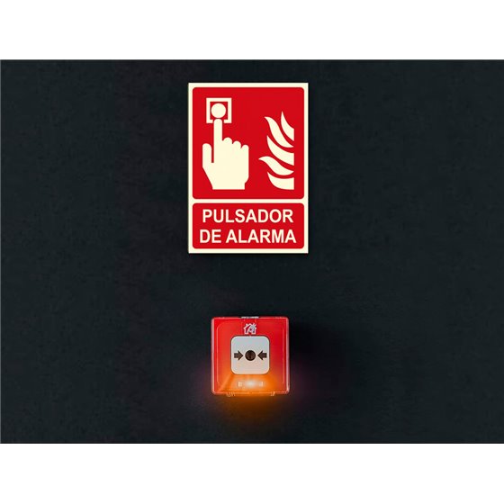 Pictograma Archivo 2000 Pulsador De Alarma Pvc Rojo Luminiscente 210X300 Mm