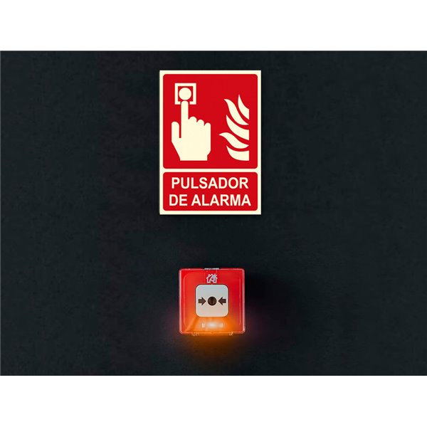 Pictograma Archivo 2000 Pulsador De Alarma Pvc Rojo Luminiscente 210X300 Mm