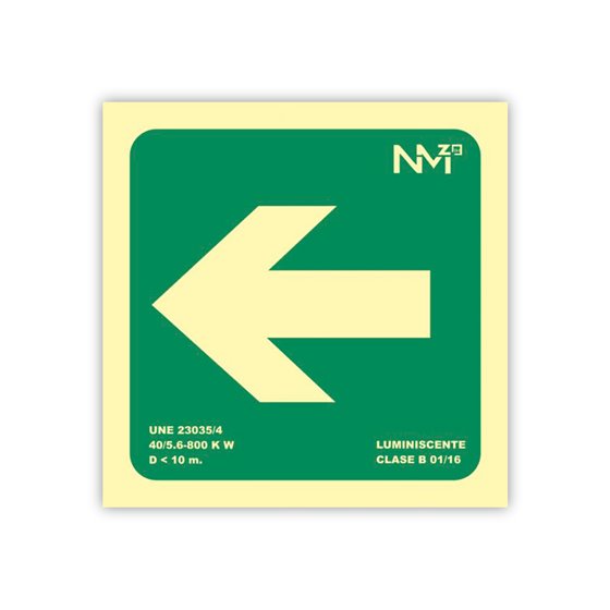 Pictograma Archivo 2000 Flecha Izquierda Pvc Verde Luminiscente 224X224 Mm