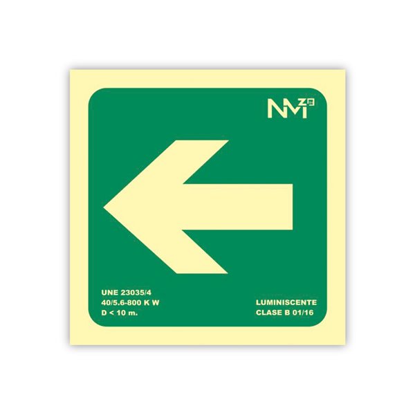 Pictograma Archivo 2000 Flecha Izquierda Pvc Verde Luminiscente 224X224 Mm