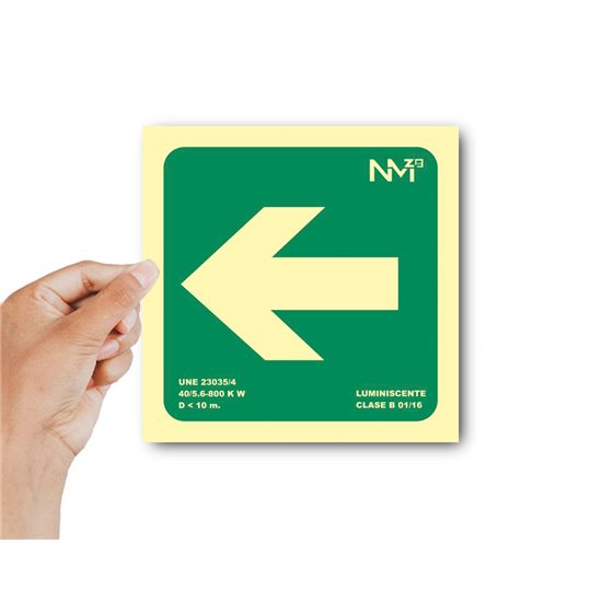 Pictograma Archivo 2000 Flecha Izquierda Pvc Verde Luminiscente 224X224 Mm
