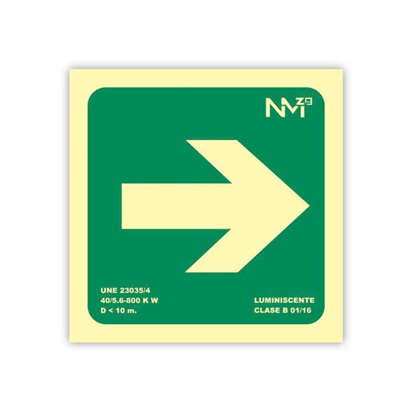 Pictograma Archivo 2000 Flecha Derecha Pvc Verde Luminiscente 224X224 Mm