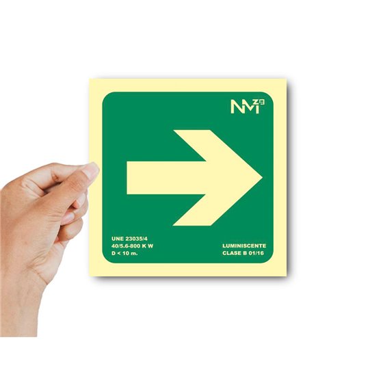 Pictograma Archivo 2000 Flecha Derecha Pvc Verde Luminiscente 224X224 Mm