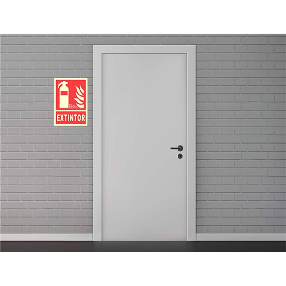 Pictograma Archivo 2000 Extintor Pvc Rojo Luminiscente 210X300 Mm