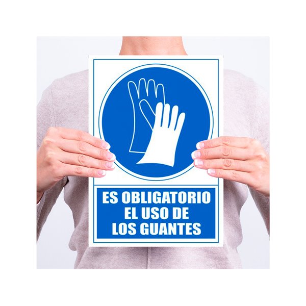 Pictograma Archivo 2000 Obligatorio Uso De Guantes Pvc Azul Luminiscente 210X297 Mm