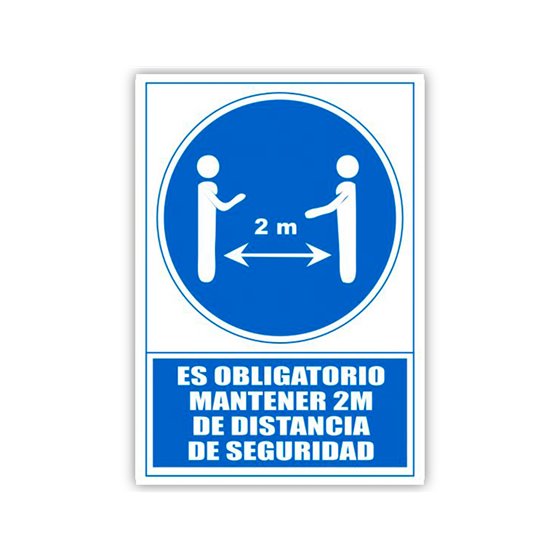 Pictograma Archivo 2000 Obligatorio Mantener 2 M De Distancia De Seguridad Pvc Color Azul 210X297 Mm