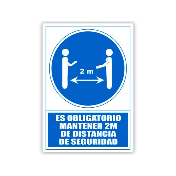 Pictograma Archivo 2000 Obligatorio Mantener 2 M De Distancia De Seguridad Pvc Color Azul 210X297 Mm