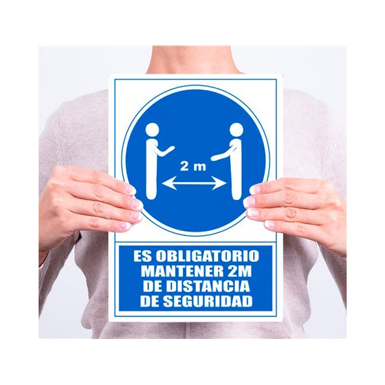 Pictograma Archivo 2000 Obligatorio Mantener 2 M De Distancia De Seguridad Pvc Color Azul 210X297 Mm