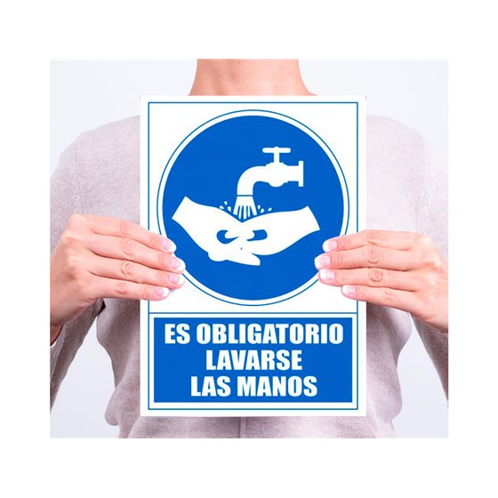 Pictograma Archivo 2000 Obligatorio Lavarse Las Manos Pvc Color Azul 210X297 Mm