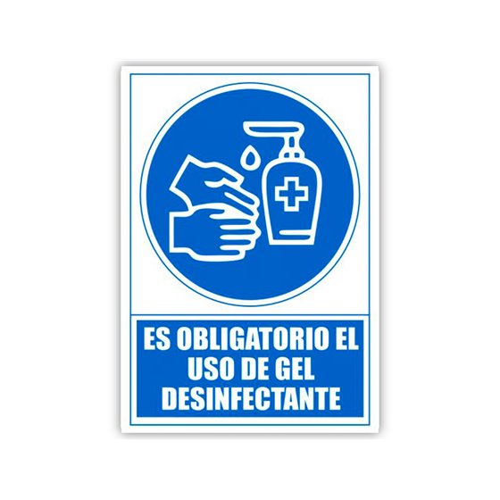 Pictograma Archivo 2000 Obligatorio El Uso De Gel Desinfectante Pvc Color Azul 210X297 Mm