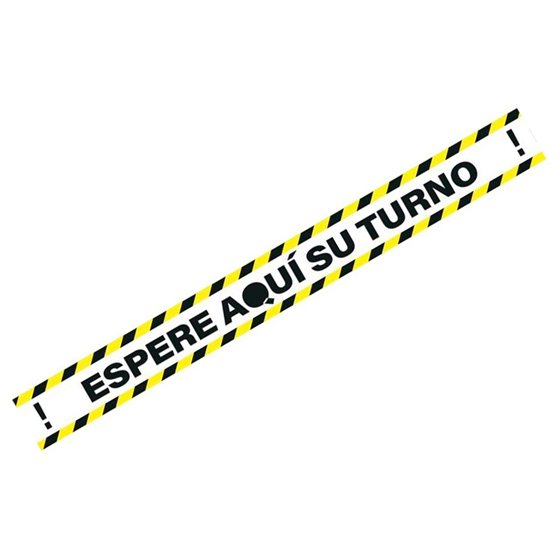 Pictograma Archivo 2000 Espere Su Turno Mantega La Distancia De Seguridad Vinilo Adhesivo Amarillo 100X700 Mm