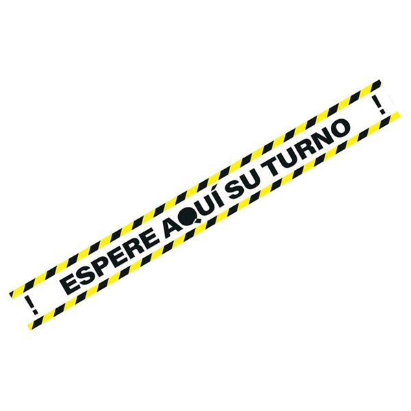 Pictograma Archivo 2000 Espere Su Turno Mantega La Distancia De Seguridad Vinilo Adhesivo Amarillo 100X700 Mm