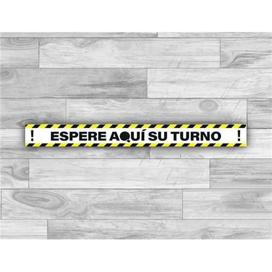 Pictograma Archivo 2000 Espere Su Turno Mantega La Distancia De Seguridad Vinilo Adhesivo Amarillo 100X700 Mm