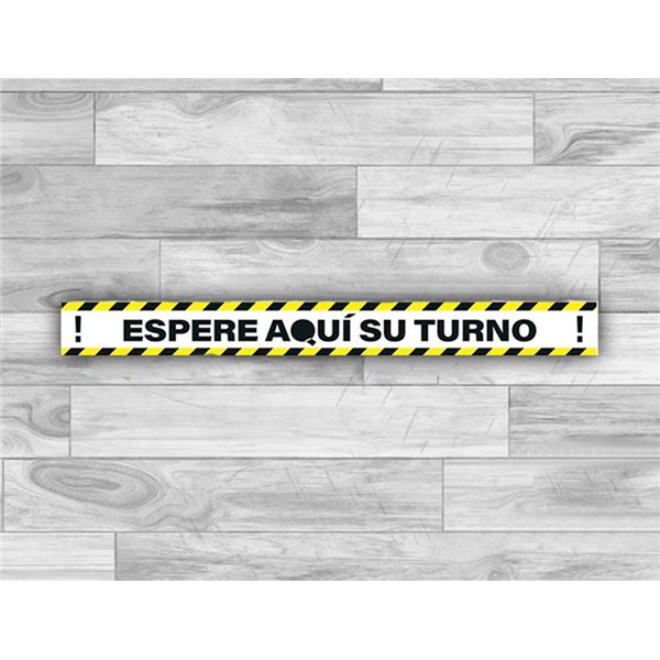 Pictograma Archivo 2000 Espere Su Turno Mantega La Distancia De Seguridad Vinilo Adhesivo Amarillo 100X700 Mm