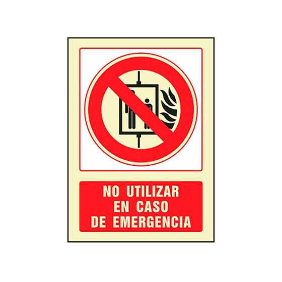 Pictograma Syssa Señal De No Utilizar En Caso De Incendio En Pvc Fotoluminiscente 210X297 Mm