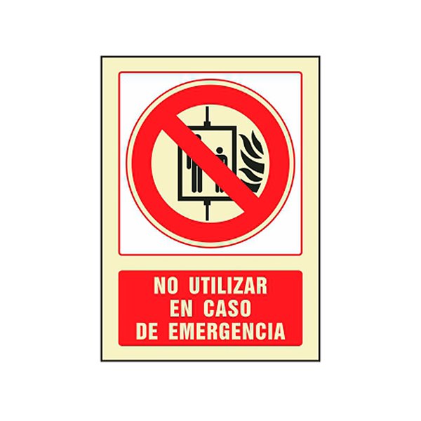 Pictograma Syssa Señal De No Utilizar En Caso De Incendio En Pvc Fotoluminiscente 210X297 Mm