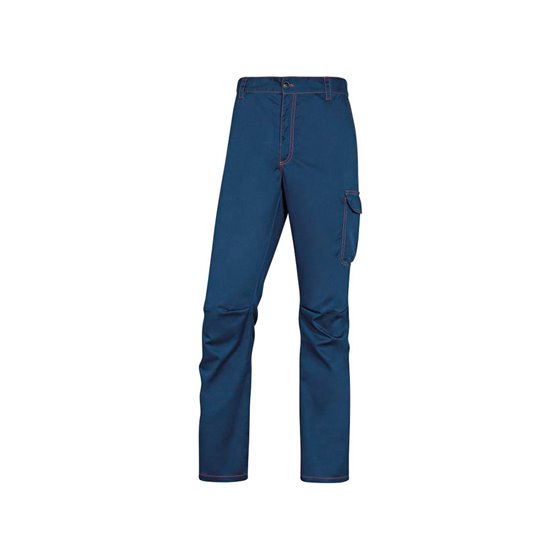 Pantalon De Trabajo Deltaplus Cintura Elastica 5 Bolsillos Color Azul Marino / Naranja Talla Xl