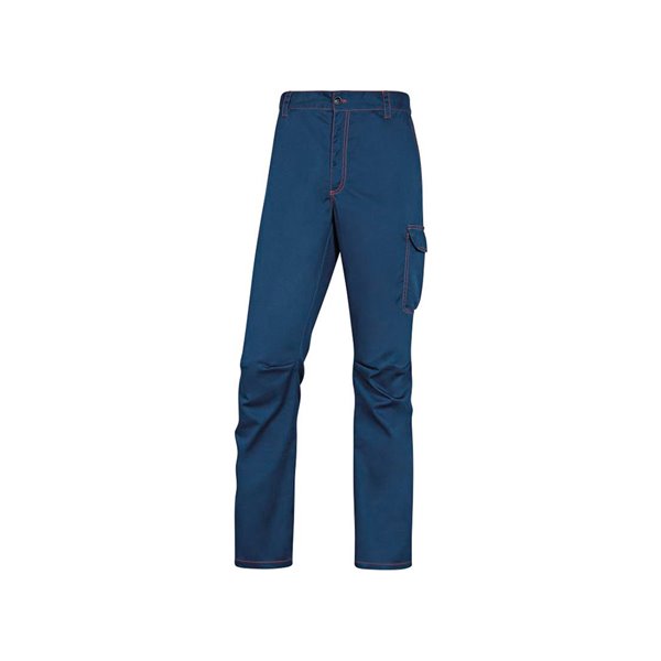 Pantalon De Trabajo Deltaplus Cintura Elastica 5 Bolsillos Color Azul Marino / Naranja Talla Xl