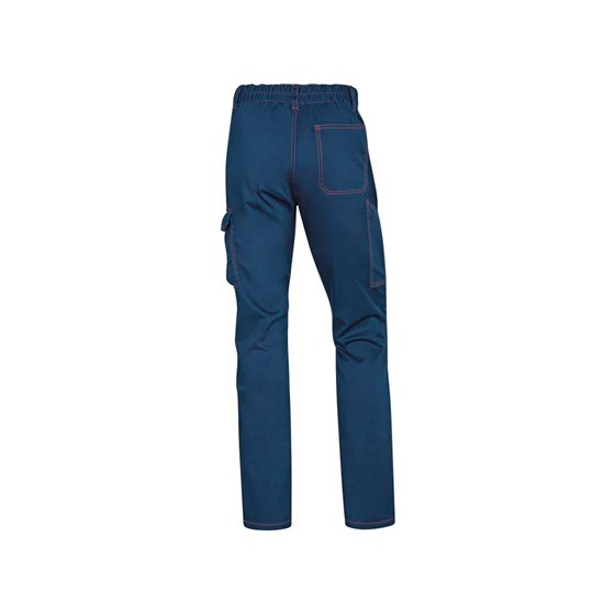 Pantalon De Trabajo Deltaplus Cintura Elastica 5 Bolsillos Color Azul Marino / Naranja Talla Xl