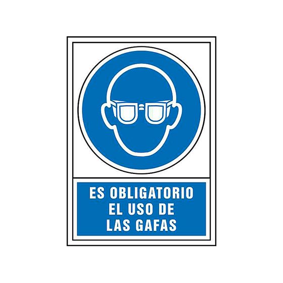 Pictograma Syssa Señal De Obligacion Es Obligatorio El Uso De Las Gafas En Pvc 245X345 Mm