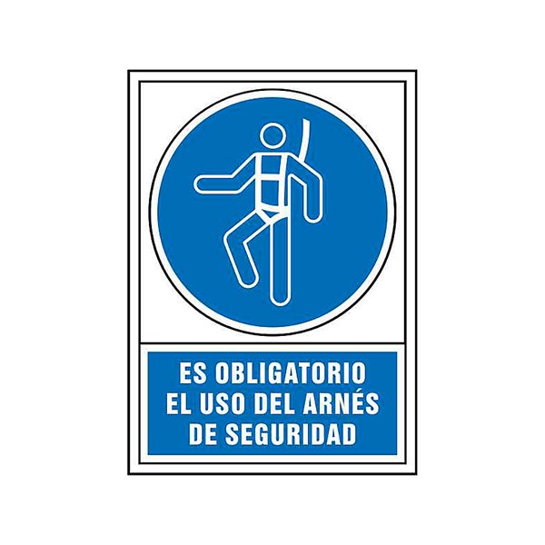 Pictograma Syssa Señal De Obligacion Es Obligatorio El Uso De Arnes De Seguridad En Pvc 245X345 Mm