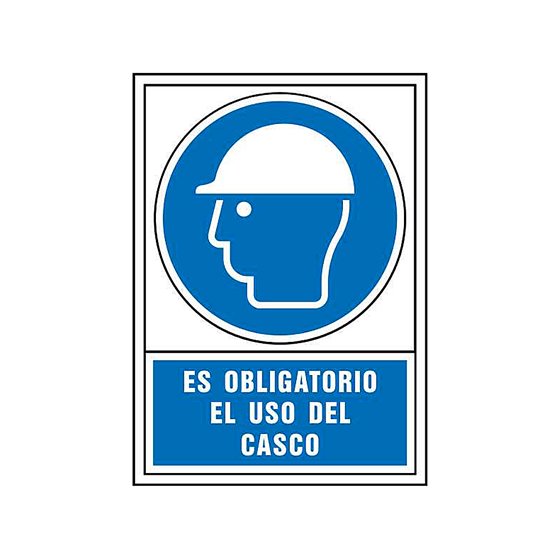 Pictograma Syssa Señal De Obligacion Es Obligatorio El Uso De Casco En Pvc 245X345 Mm