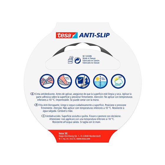 Cinta Antideslizante Adhesiva Tesa Uso Interior / Exterior Color Negro 15 Mt X 25 Mm