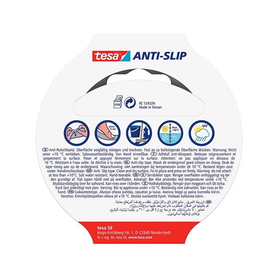 Cinta Antideslizante Adhesiva Tesa Uso Interior / Exterior Color Negro 5 Mt X 25 Mm