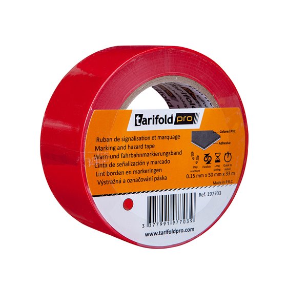 Cinta Adhesiva Tarifold Para Marcaje Y Señalizacion De Suelo 33 Mt X 50 Mm Color Rojo