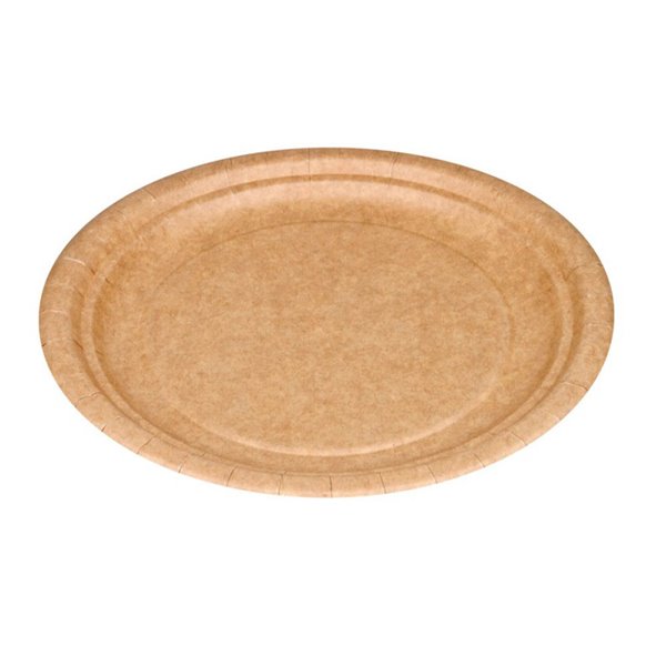 Plato Carton Biodegradable Marron 22 Cm Paquete De 100 Unidades