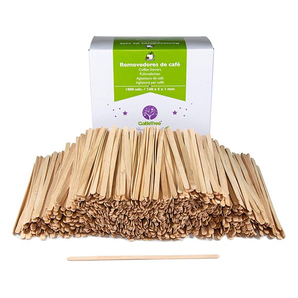 Paletina Agitadora De Madera 14 Cm Para El Cafe Con Funda Individual Bolsa De 1000 Unidades