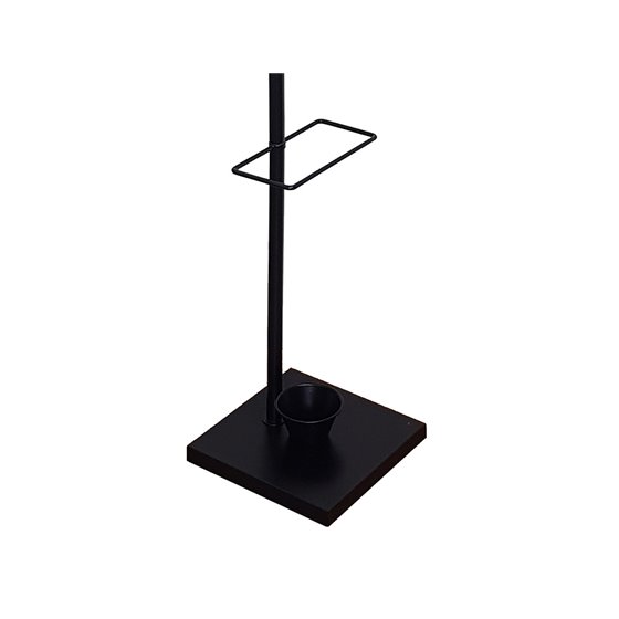 Perchero Metalico Q-Connect Negro Con Detalles De Madera 6 Colgadores Y Paraguero 174X28,5 Cm