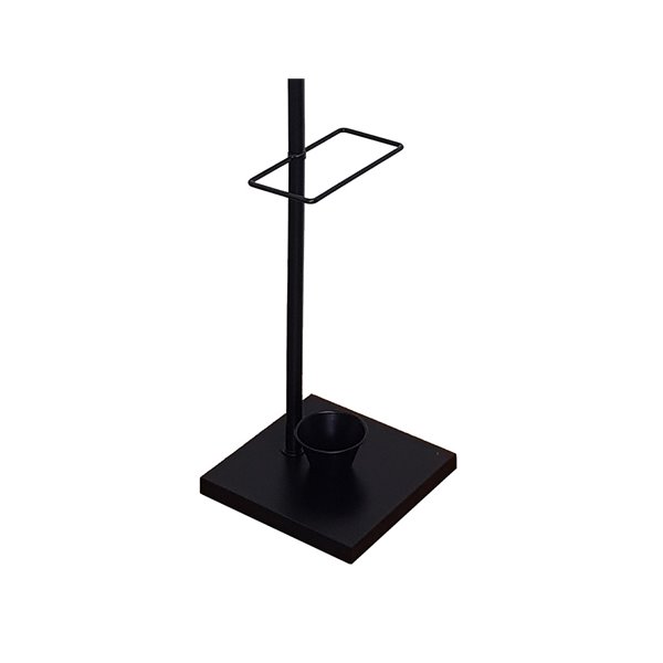 Perchero Metalico Q-Connect Negro Con Detalles De Madera 6 Colgadores Y Paraguero 174X28,5 Cm