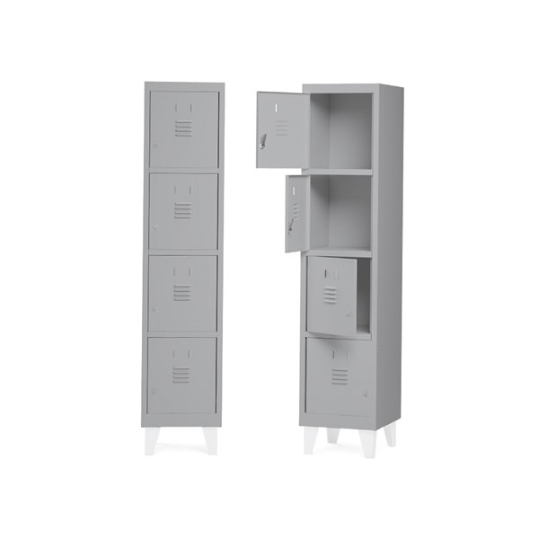 Taquilla Metalica Rocada 400 1 Modulo X 4 Puertas Gris 430X500X1800 Mm