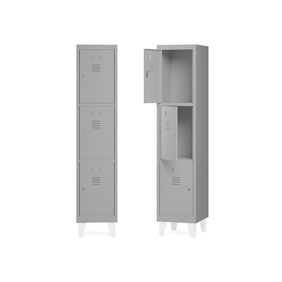 Taquilla Metalica Rocada 400 1 Modulo X 3 Puertas Gris 430X500X1800 Mm