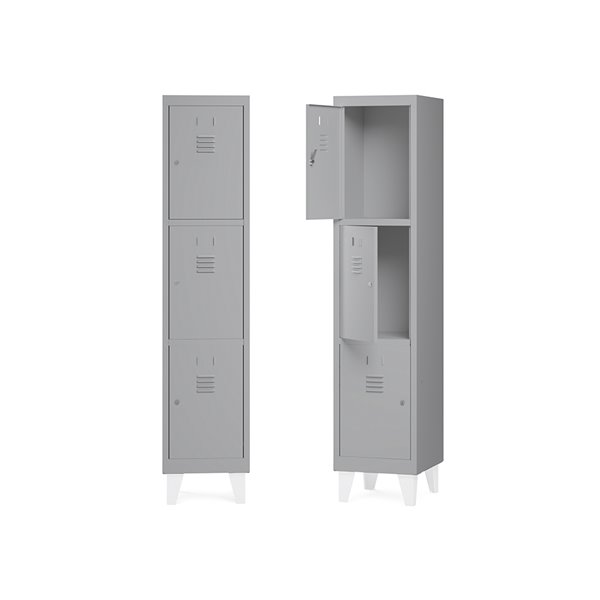 Taquilla Metalica Rocada 400 1 Modulo X 3 Puertas Gris 430X500X1800 Mm