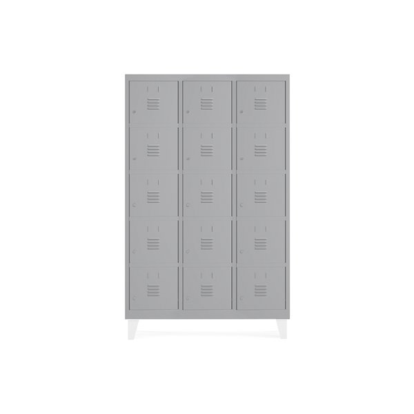 Taquilla Metalica Rocada 400 3 Modulos X 5 Puertas Gris 1210X500X1800 Mm