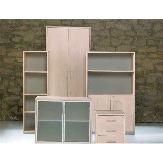 Armario Rocada Con Un Estante Y Dos Puertas Enteras Serie Store 78X90X45 Acabado Aa01 Haya/Haya