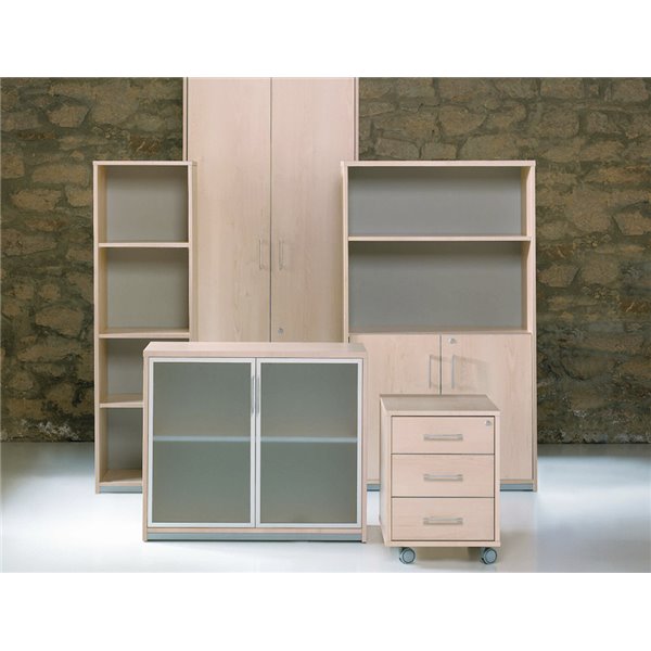 Armario Rocada Con Cuatro Estantes Y Dos Puertas Serie Store 195X90X45 Acabado Aa01 Haya/Haya