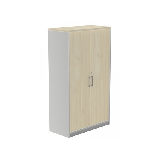 Armario Rocada Con Tres Estantes Y Dos Puertas Enteras Serie Store 156X90X45 Cm Acabado Ab01 Aluminio/Haya