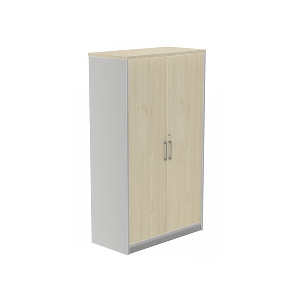 Armario Rocada Con Tres Estantes Y Dos Puertas Enteras Serie Store 156X90X45 Cm Acabado Ab01 Aluminio/Haya