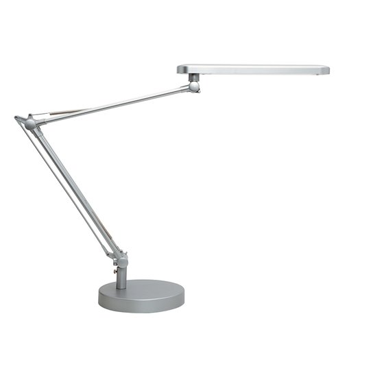 Lampara De Escritorio Unilux Mambo Led 5,6W Doble Brazo Articulado Abs Y Aluminio Gris Metalizado Base 19 Cm