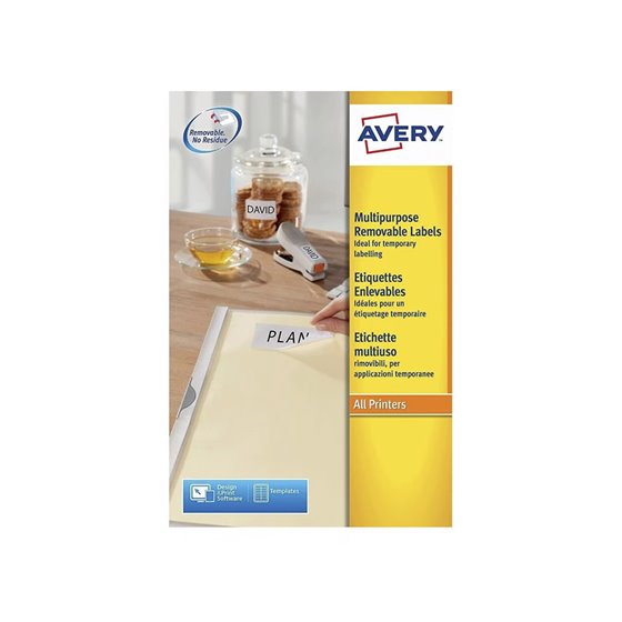 Etiqueta Adhesiva Avery Tamaño 25,4X10 Mm Removible Paquete De 25 Hojas Especial Codigos De Barras