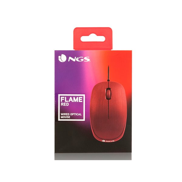 Raton Ngs Wired Flame Optico Con Cable 1000 Dpi Ambidiestros Usb Color Rojo